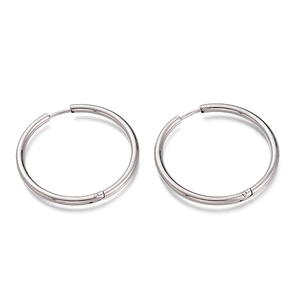 

PandaHall 304 Stainless Steel Needle with 201 Stainless Steel Ring Huggie Hoop Earrings, Hypoallergenic Earrings, Stainless Steel Color, 10...