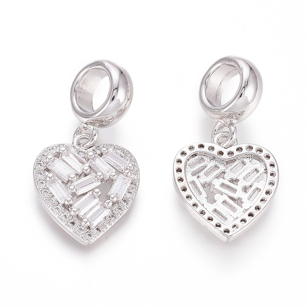 

PandaHall Brass Micro Pave Clear Cubic Zirconia European Dangle Charms, Large Hole Pendants, Heart, Platinum, 23mm, Hole: 5mm, Heart...