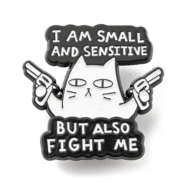 

PandaHall Cat Gun Enamel Pins, Black Alloy Brooches for Backpack Clothes, Word I Am Small And Sensitive But Also Fight me, White...