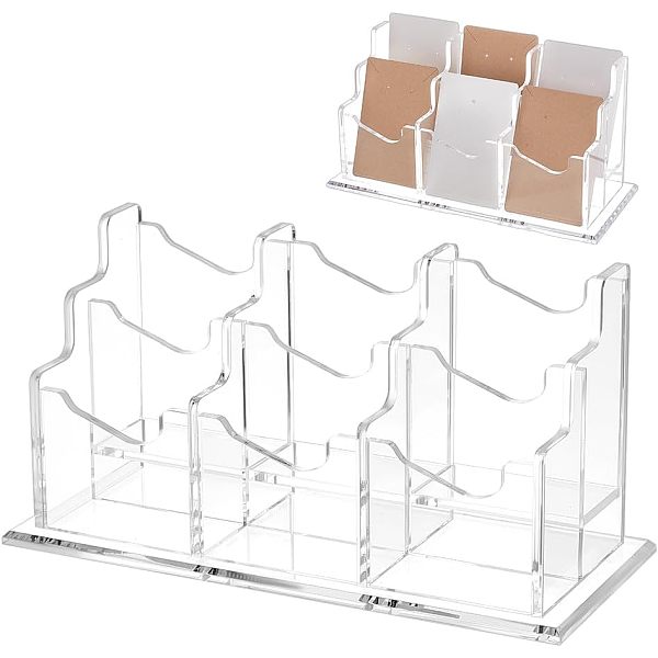 

PandaHall OLYCRAFT 6 Pockets 2 Tiers Acrylic Business Card Holder Vertical Business Card Holder Clear Desktop Business Card Display Stand...