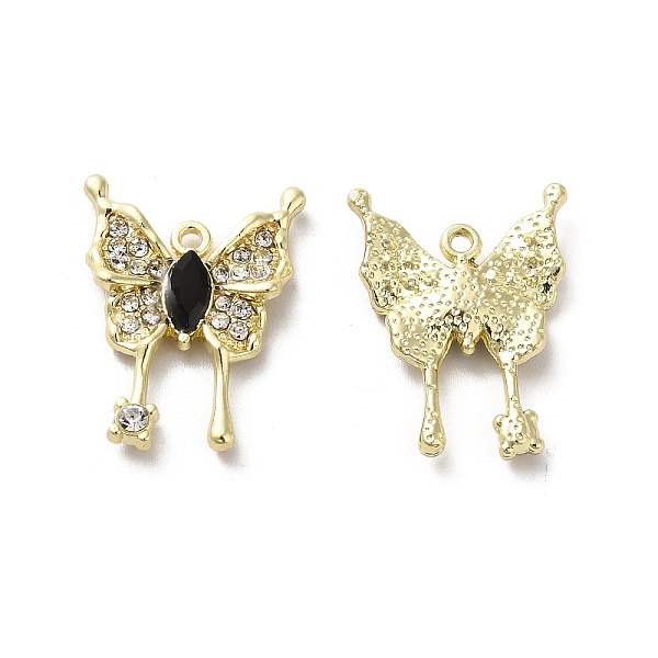 

PandaHall Alloy Crystal Rhinestone Pendant, with Glass, Light Gold, Lead Free & Cadmium Free, Butterfly Charm, Black, 22.5x17x3mm, Hole...
