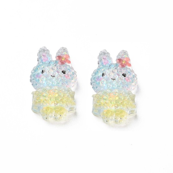 

PandaHall Transparent Epoxy Resin Cabochons, with Glitter Powder, Rabbit, Champagne Yellow, 23x13.5x6mm Epoxy Resin Rabbit