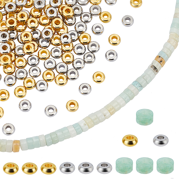 

PandaHall about 267 Pcs Heishi Beads Kits, Natural Flower Amazonite Beads Flat Round Loose Beads Heishi Disc Beads with Brass Spacer Beads...