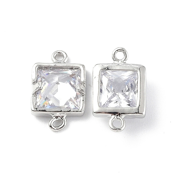 

PandaHall Clear Glass Connector Charms, with Brass Findings, Faceted, Square Links, Platinum, 12x7.5x3.5mm, Hole: 1mm Brass+Glass Square...