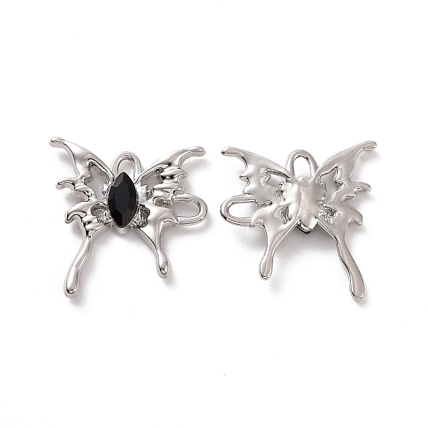 

PandaHall Rack Plating Alloy Connector Charms, Butterfly Links with Glass, Platinum, Cadmium Free & Lead Free & Nickle Free, Black...