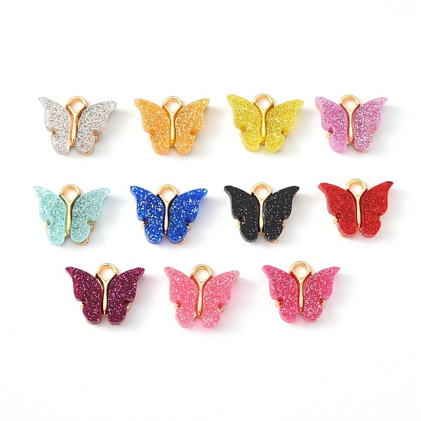 

PandaHall Alloy Enamel Pendants with Glitter Powder and Zinc Alloy Hanging Plating, Butterfly, Light Gold, Mixed Color, 13x15x3.5mm, Hole..., Multicolor