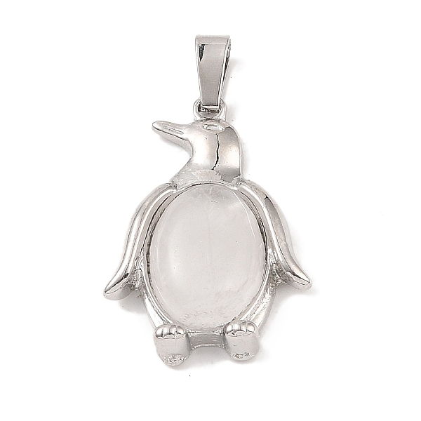 

PandaHall Natural Quartz Crystal Pendants, with Alloy and Iron Findings, Penguin, Platinum, 34x23.5x7mm, Hole: 8x4mm Quartz Crystal Penguin