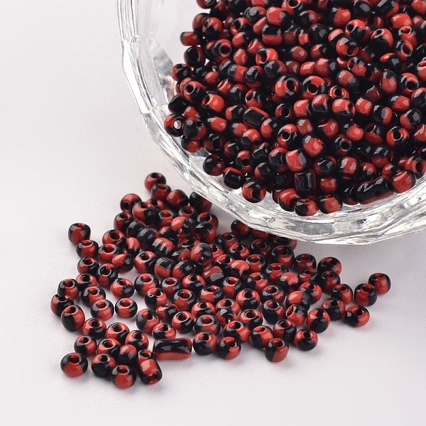 

PandaHall 8/0 Opaque Colours Seep Glass Beads, Round Seed Beads, FireBrick, 2.5~3x2~3mm, Hole: 0.8mm, about 1666pcs/50g Glass Red
