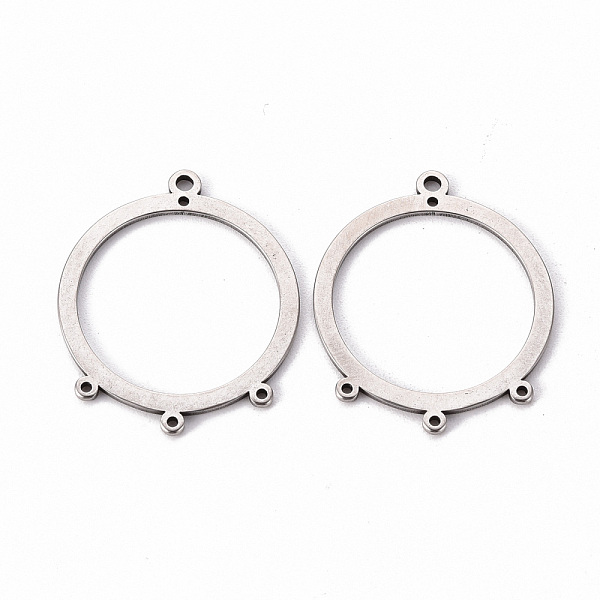 

PandaHall 201 Stainless Steel Chandelier Components Links, Round Ring, Laser Cut, Stainless Steel Color, 30x25x1mm, Hole: 1.6mm and 1mm 201...
