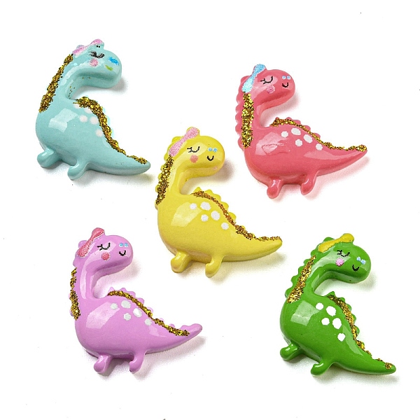 

PandaHall Opaque Resin Decoden Cabochons with Glitter Powder, Dinosaur, Mixed Color, 21.5x19x5.5mm Resin Dinosaur Multicolor