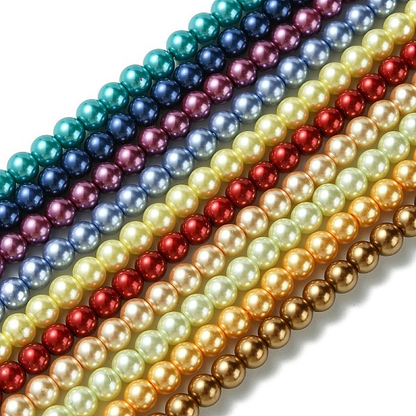 

PandaHall Eco-Friendly Dyed Glass Pearl Round Bead Strands, Cotton Cord Threaded, Mixed Color, 6mm, Hole: 0.7~1.1mm, about 72pcs/strand, 15..., Multicolor