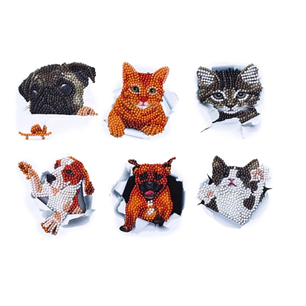 

PandaHall Dog & Cat DIY Diamond Painting Sticker Kit, Including Resin Rhinestone Bag, Diamond Sticky Pen, Tray Plate and Glue Clay, Mixed...