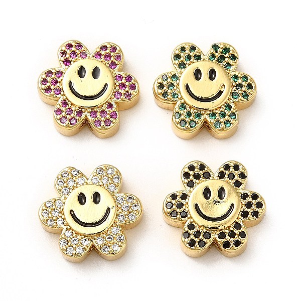 

PandaHall Rack Plating Brass Cubic Zirconia Beads, with Enamel, Real 18K Gold Plated, Long-Lasting Plated, Cadmium Free & Lead Free, Flower..., Multicolor