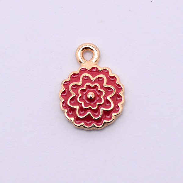 

PandaHall Alloy Enamel Pendants, Flower, Red, Golden, 15x11x3mm, Hole: 1.5mm Alloy+Enamel Flower Red