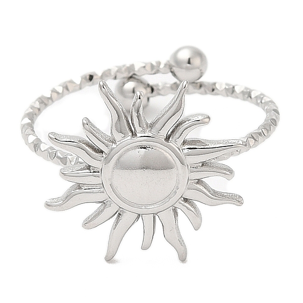 

PandaHall 304 Stainless Steel Sun Open Cuff Ring for Women, Stainless Steel Color, US Size 7 1/2(17.7mm) 304 Stainless Steel