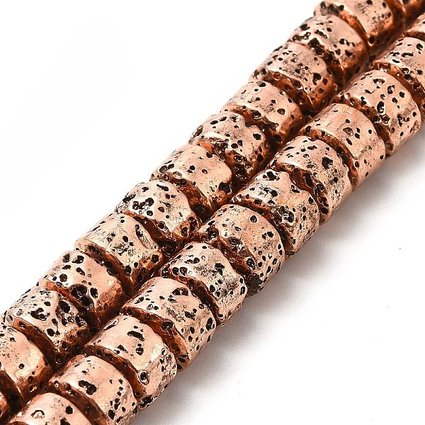 

PandaHall Electroplated Natural Lava Rock Beads Strands, Column, Copper Plated, 6x8.5mm, Hole: 1mm, about 64~66pcs/strand, 15.16~15.35 inch...