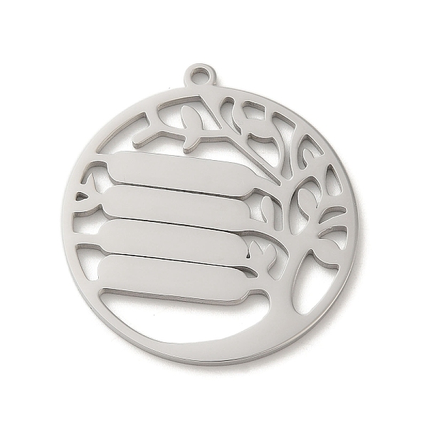 

PandaHall 304 Stainless Steel Pendants, Laser Cut, Flat Round with Tree Charm, Stainless Steel Color, 32.5x30x1.5mm, Hole: 1.8mm 304...