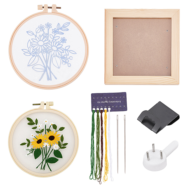PandaHall WADORN DIY Embroidery Kits, DIY Transparent Floral Plant Pattern Cross Stitch Kit Chinese Needlepoint Embrodery Making Set with...