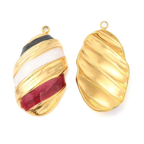 

PandaHall Enamel Pendants, with 304 Stainless Steel Finding, Real 18K Gold Plated, Oval Charm, FireBrick, 26.5x14.5x4mm, Hole: 1.4mm..., Red