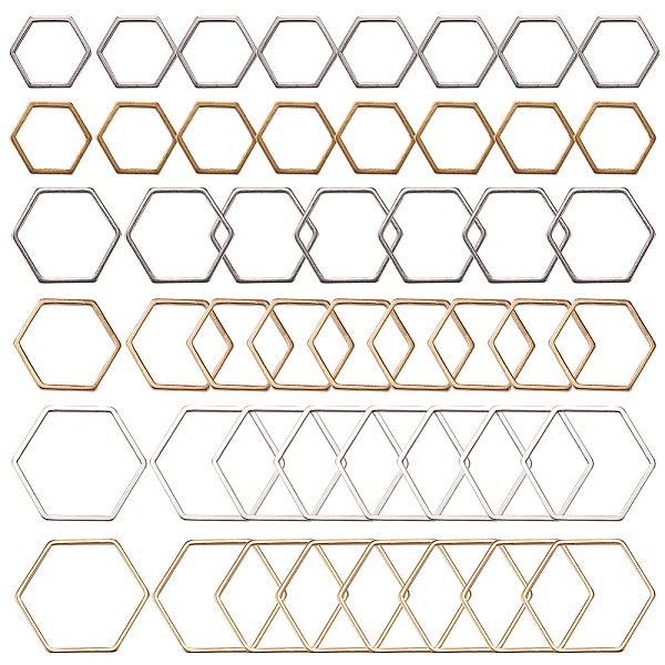 

PandaHall SUNNYCLUE 1 Box 48Pcs 3 Size Hexagon Earring Charm Connector Links Stainless Steel Linking Geometric Pendant Charms Findings for...