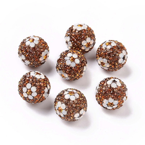 

PandaHall Polymer Clay Rhinestone Beads, Pave Disco Ball Beads, Round with Flower, Topaz, 16mm, Hole: 1.6~1.8mm Polymer Clay+Glass..., Yellow