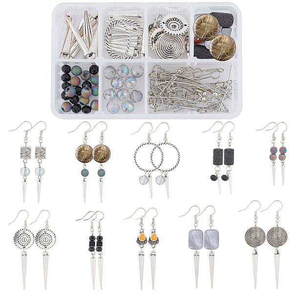 

PandaHall SUNNYCLUE DIY Earrings Making Kits, Including Brass Earring Hooks, Alloy Beads & Linking Rings, Natural Gemstone & Glass &...