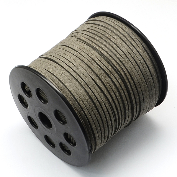 

PandaHall Faux Suede Cord, Faux Suede Lace, Gray, 2.7x1.4mm, about 98.42 yards(90m)/roll Faux Suede Gray