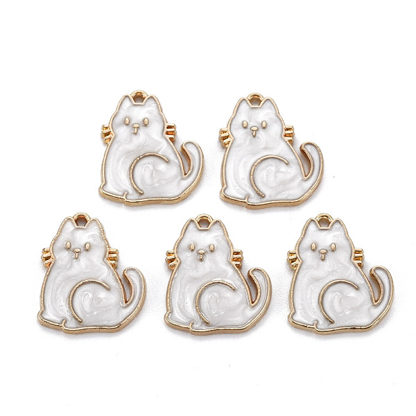 

PandaHall Alloy Enamel Pendants, Light Gold, Cadmium Free & Nickel Free & Lead Free, Cat, Gainsboro, 21x18.5x2mm, Hole: 1.4mm Alloy+Enamel..., Gray