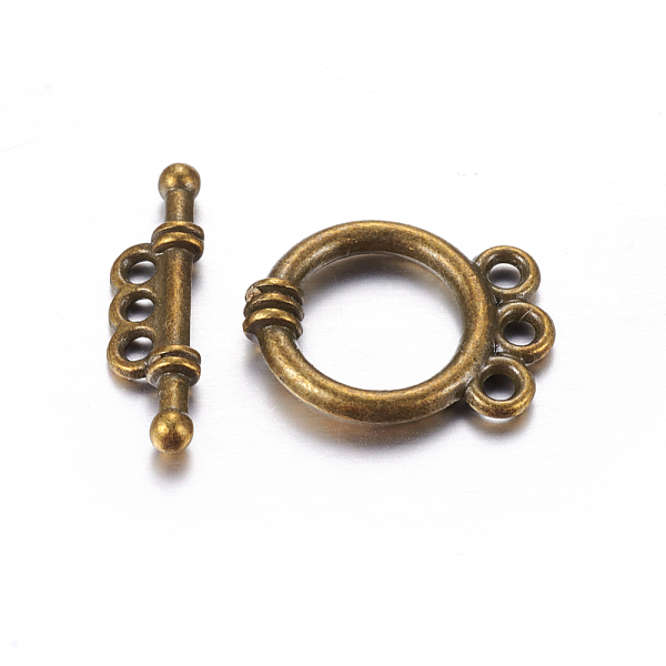 

PandaHall Tibetan Style Alloy Toggle Clasps, Ring, Antique Bronze, Cadmium Free & Lead Free, 18x14x3.5mm, Hole: 2mm Alloy Ring