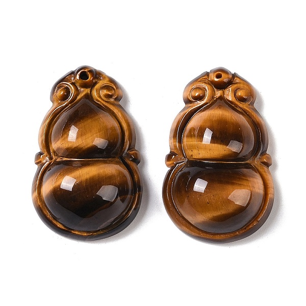 

PandaHall Natural Tiger Eye Carved Pendants, Gourd Charms, 34x21x11mm, Hole: 1mm Tiger Eye Others