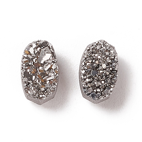 

PandaHall Electroplate Natural Druzy Agate Cabochons, Faceted, Oval, Gray, 7x4x3.5mm Druzy Agate Oval Gray