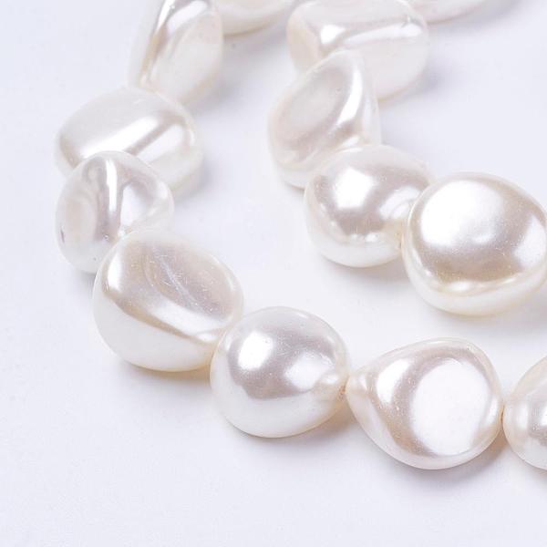 

PandaHall Shell Pearl Beads Strands, White, 13~17x12~16x8~10mm, Hole: 1mm, about 26pcs/strand, 15.5 inch Shell Pearl Others White