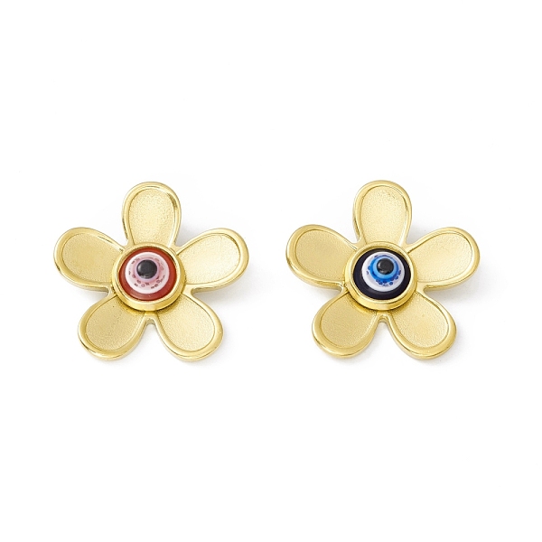 

PandaHall Vacuum Plating 304 Stainless Steel Resin Pendants, Golden, Flower Charms with Evil Eye, Mixed Color, 20x20.5x7.5mm, Hole: 3x2mm..., Multicolor