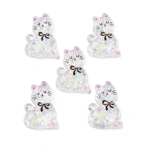 Transparent Resin Bowknot Kitten Decoden Cabochons