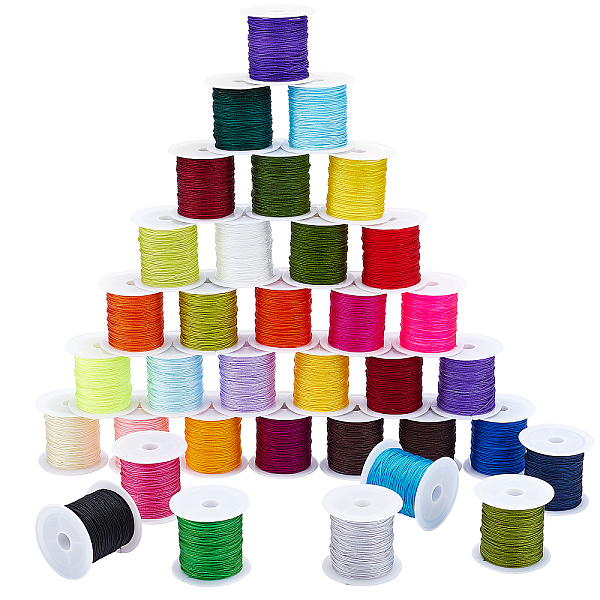 

PandaHall Nylon Thread Cord, DIY Braided Ball Jewelry Making Cord, Mixed Color, 0.8mm, about 10m/roll(10.93yards/roll), 28 colors..., Multicolor