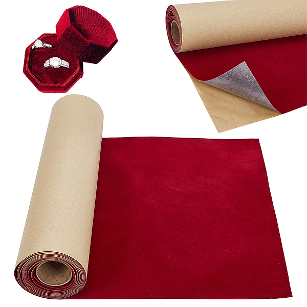

PandaHall Self Adhesive Velvet Flocking Fabric, for Jewelry Drawer Craft Fabric, Dark Red, 40.2x0.1cm Velvet Rectangle