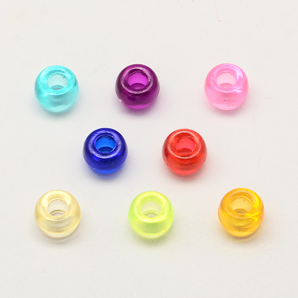 

PandaHall Transparent Acrylic European Beads, Large Hole Barrel Beads, Mixed Color, 9x6mm, Hole: 4mm Acrylic Barrel Multicolor