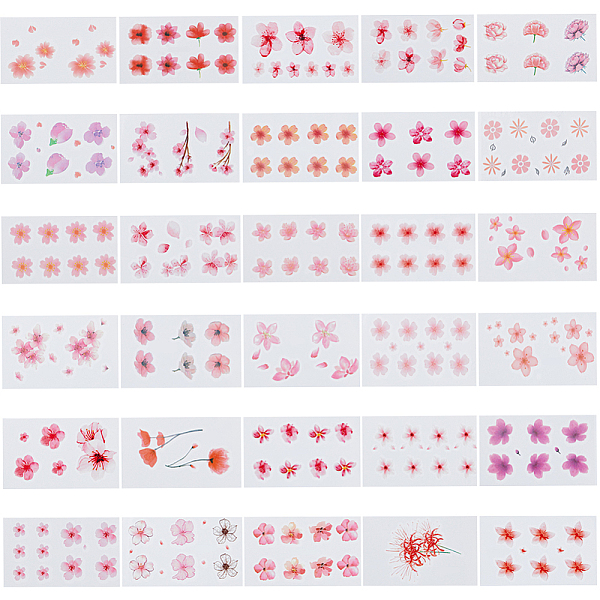 PandaHall Flower Pattern Removable Temporary Water Proof Tattoos Paper Stickers, Mixed Color, 9.9x5.1x0.02cm Paper Rectangle Multicolor