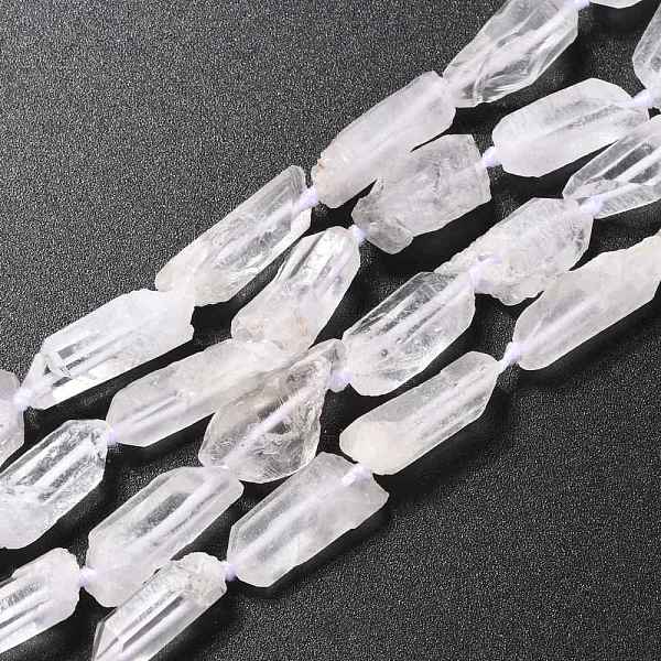 

PandaHall Rough Raw Natural Quartz Beads Strands, Double Pointe, Nuggets, 15.5~18.5x5.5~8.5x5~9.5mm, Hole: 0.8mm, about 24~67pcs/strand..., White