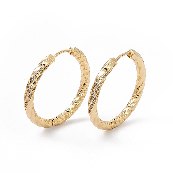 

PandaHall Cubic Zirconia Twist Hoop Earrings, Real 18K Gold Plated Brass Jewelry for Women, Cadmium Free & Nickel Free & Lead Free, Clear...