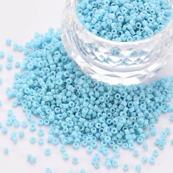 

PandaHall Glass Cylinder Beads, Seed Beads, Opaque Colours, Round Hole, Light Sky Blue, 1.5~2x1~2mm, Hole: 0.8mm, about 8000pcs/bag, about...