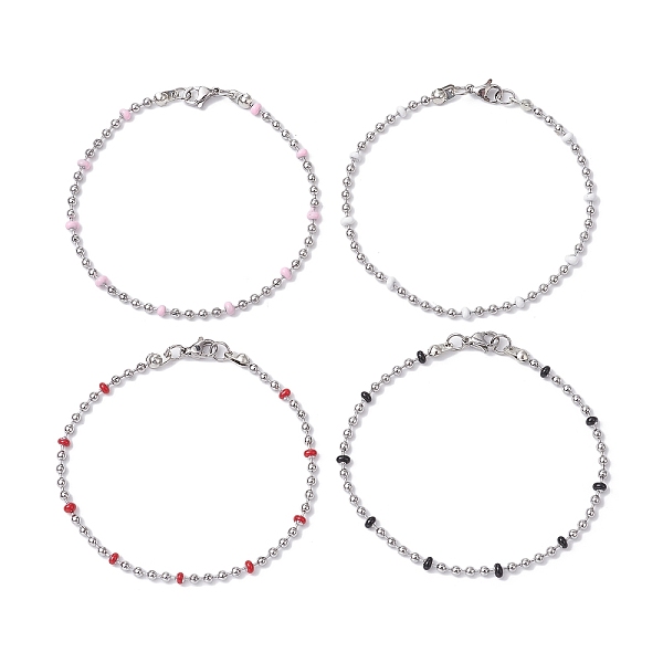 

PandaHall 304 Stainless Steel Enamel Ball Chains Bracelets for Women, Mixed Color, 7-1/4 inch(18.5cm), 2.5mm 304 Stainless Steel Round..., Multicolor