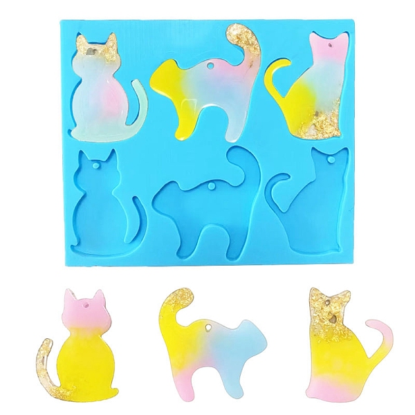 

PandaHall Cat DIY Pendant Silhouette Silicone Molds, Resin Casting Molds, for UV Resin & Epoxy Resin Jewelry Making, Deep Sky Blue...