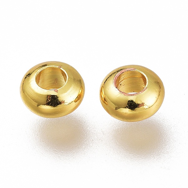 

PandaHall Brass Spacer Beads, Long-Lasting Plated, Disc, Golden, 3.2x1.6mm, Hole: 1.4mm Brass Disc