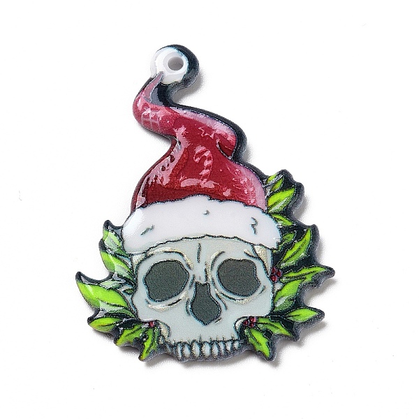 

PandaHall Printed Acrylic Pendants, for Christmas, Skull Pattern, 40x30x2mm, Hole: 1.8mm Acrylic Skull Red