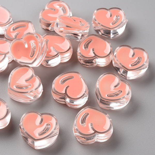 

PandaHall Transparent Enamel Acrylic Beads, Heart, Pink, 20x21.5x9mm, Hole: 3.5mm Acrylic Heart Pink