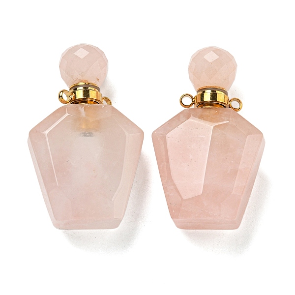 

PandaHall Faceted Natural Rose Quartz Pendants, Openable Perfume Bottle, with Golden Tone 304 Stainless Steel Findings...