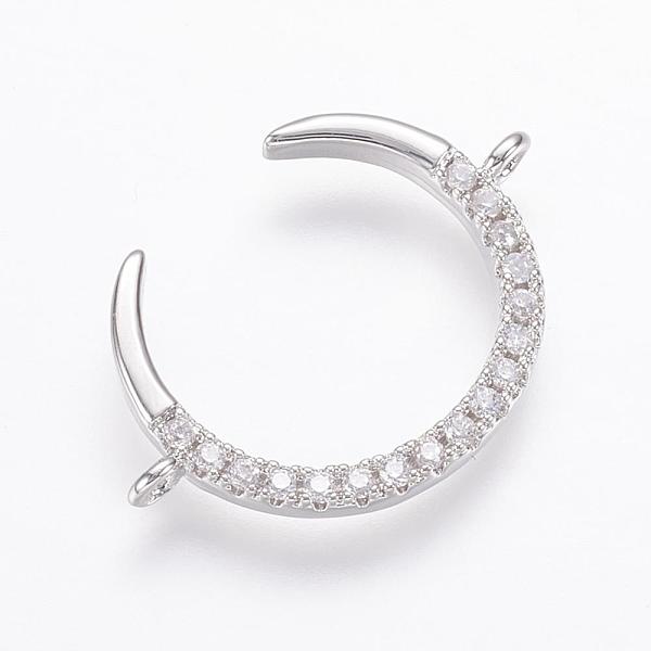 

PandaHall Brass Micro Pave Cubic Zirconia Links, Clear, Cadmium Free & Nickel Free & Lead Free, Moon, Real Platinum Plated, 21.5x15x2mm...