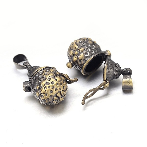 

PandaHall Carved Pot Rack Plating Brass Prayer Box Pendants, Wish Box, Nickel Free, Antique Bronze, 22x12x16mm, Hole: 5x3mm Brass