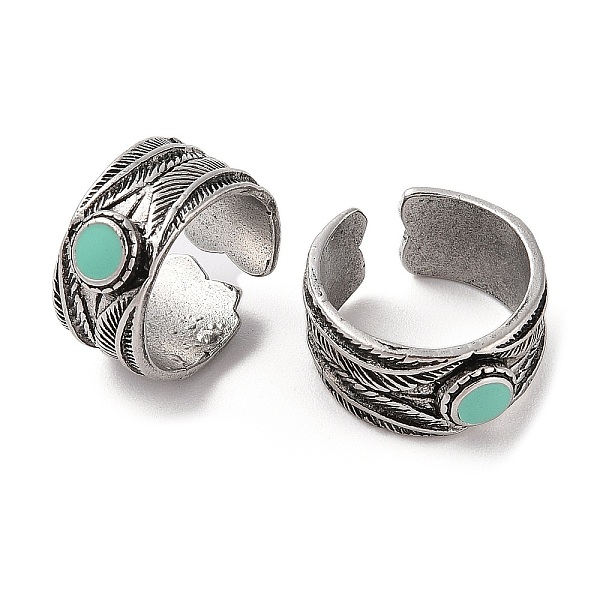 

PandaHall Synthetic Turquoise Cuff Rings, Alloy Wide Band Open Rings for Women, Cadmium Free & Lead Free, Antique Silver, 10.5mm, Inner...